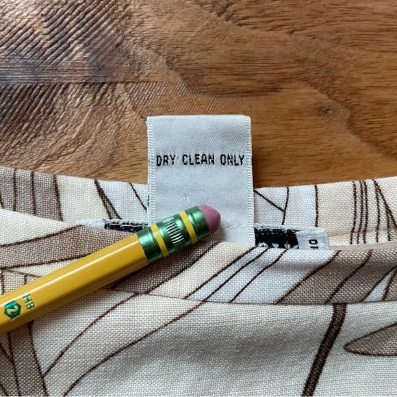 Vintage Linen Blend Floral A-Line Beige and Tan Midi Skirt 90s Y2K Office Work - Picture 8 of 12